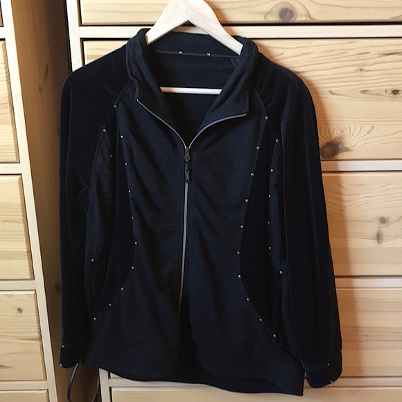 St. John Hoodie with Velour and Stud Details Size Medium - Picture 1 of 6